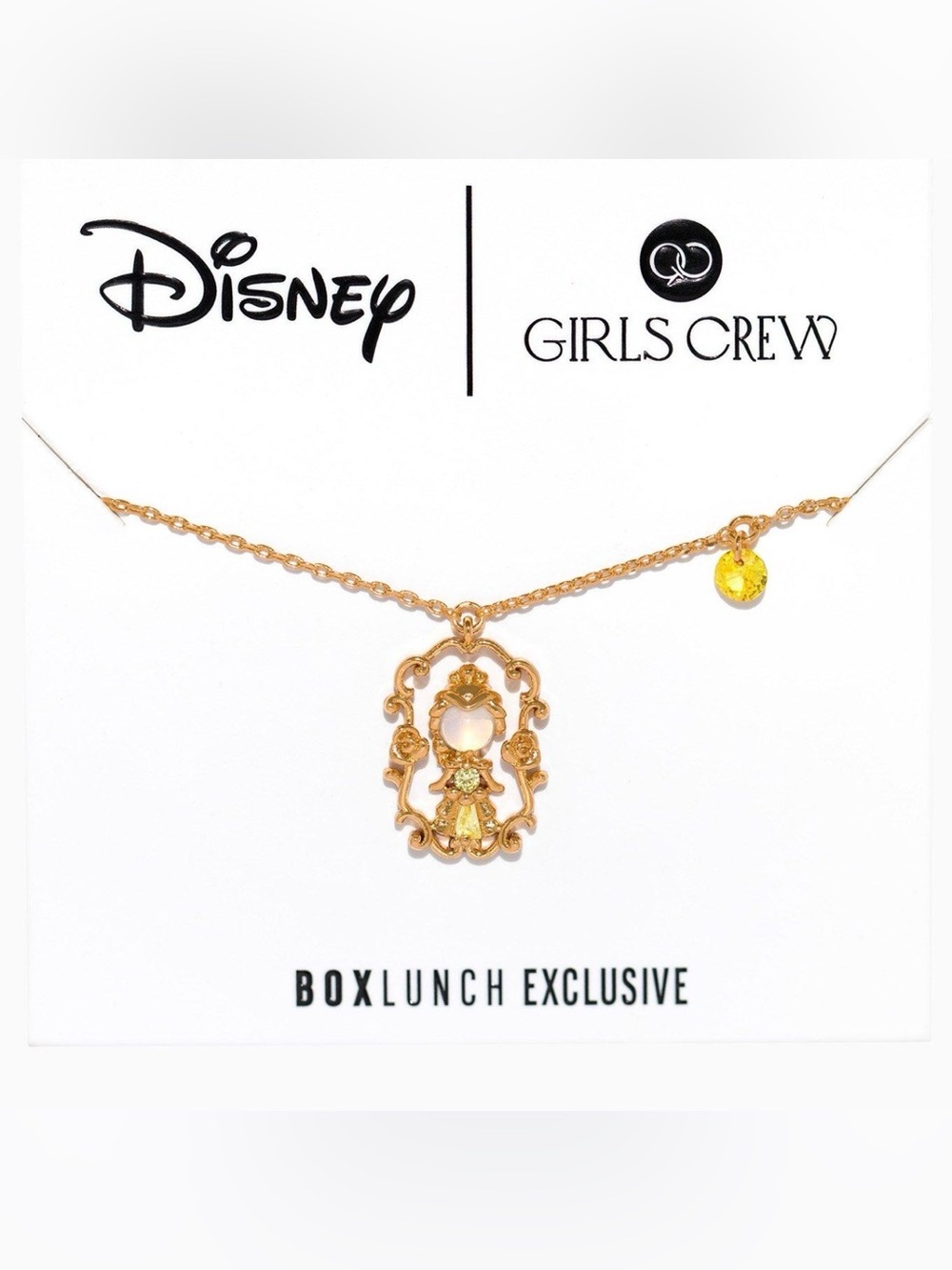 NWT Girls Crew Disney Beauty and the Beast Belle portrait charm and necklace
